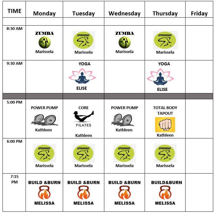 US Fitness June 23 Schedule